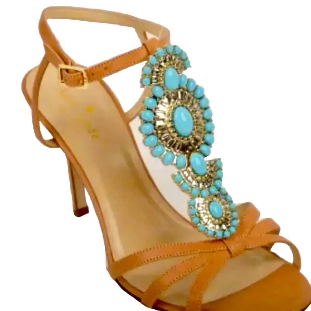 EUC Kate Spade New York Idelisa Leather Shoes Sandals Size 7B Aqua Stones $295